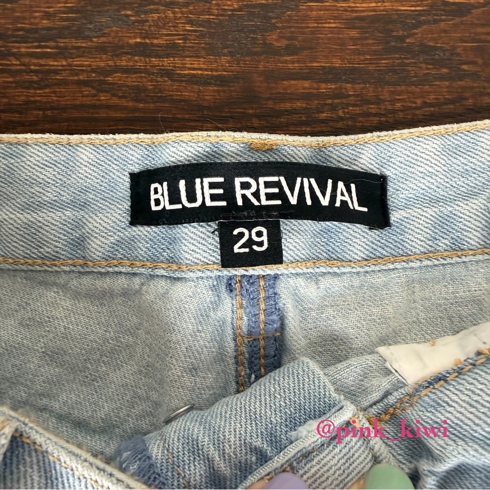 🆑 Blue Revival Pearl Girl High Rise Exposed Pocket Denim Shorts - Picture 10 of 14